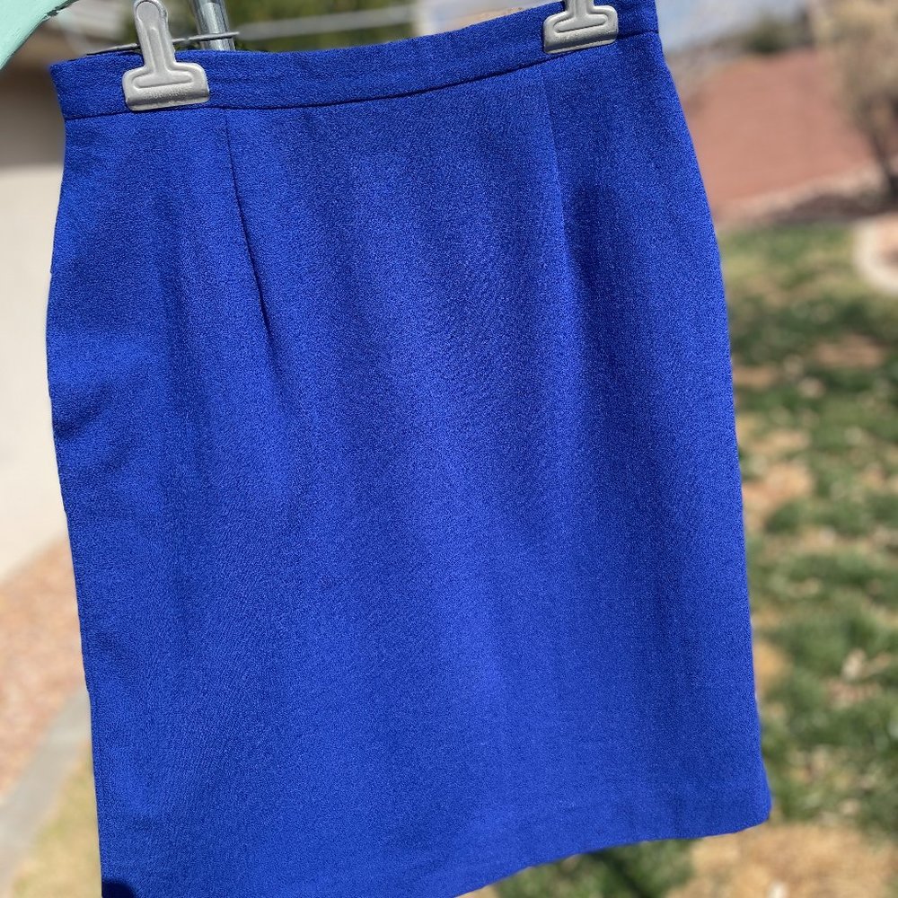 Royal Blue 100% Wool Skirt